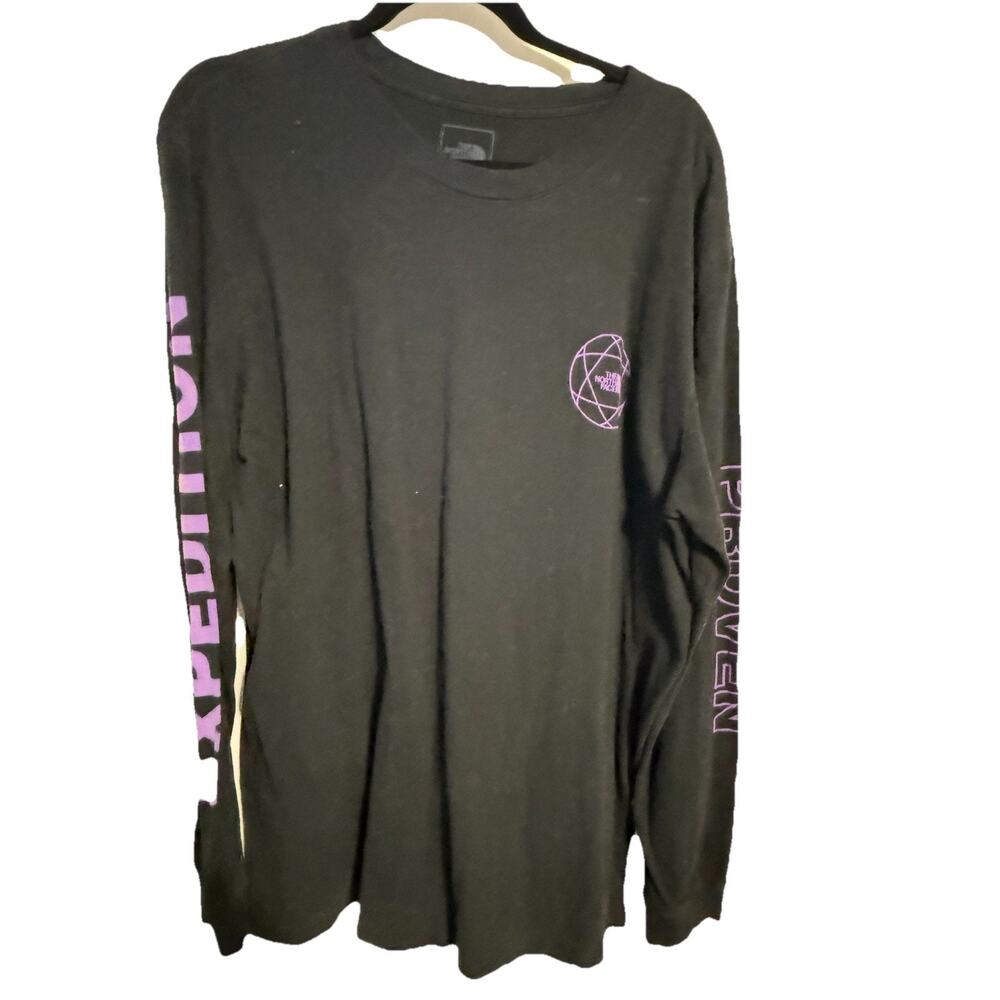 The North Face XL Long Sleeve T‎ Shirt Black Purple Expedition Proven Tee